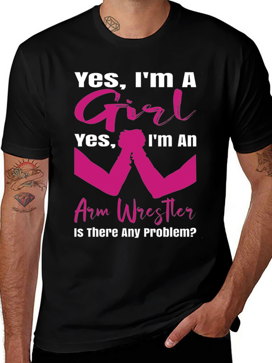 Girl Arm Wrestler T-Shirt - Powerful & Playful Design