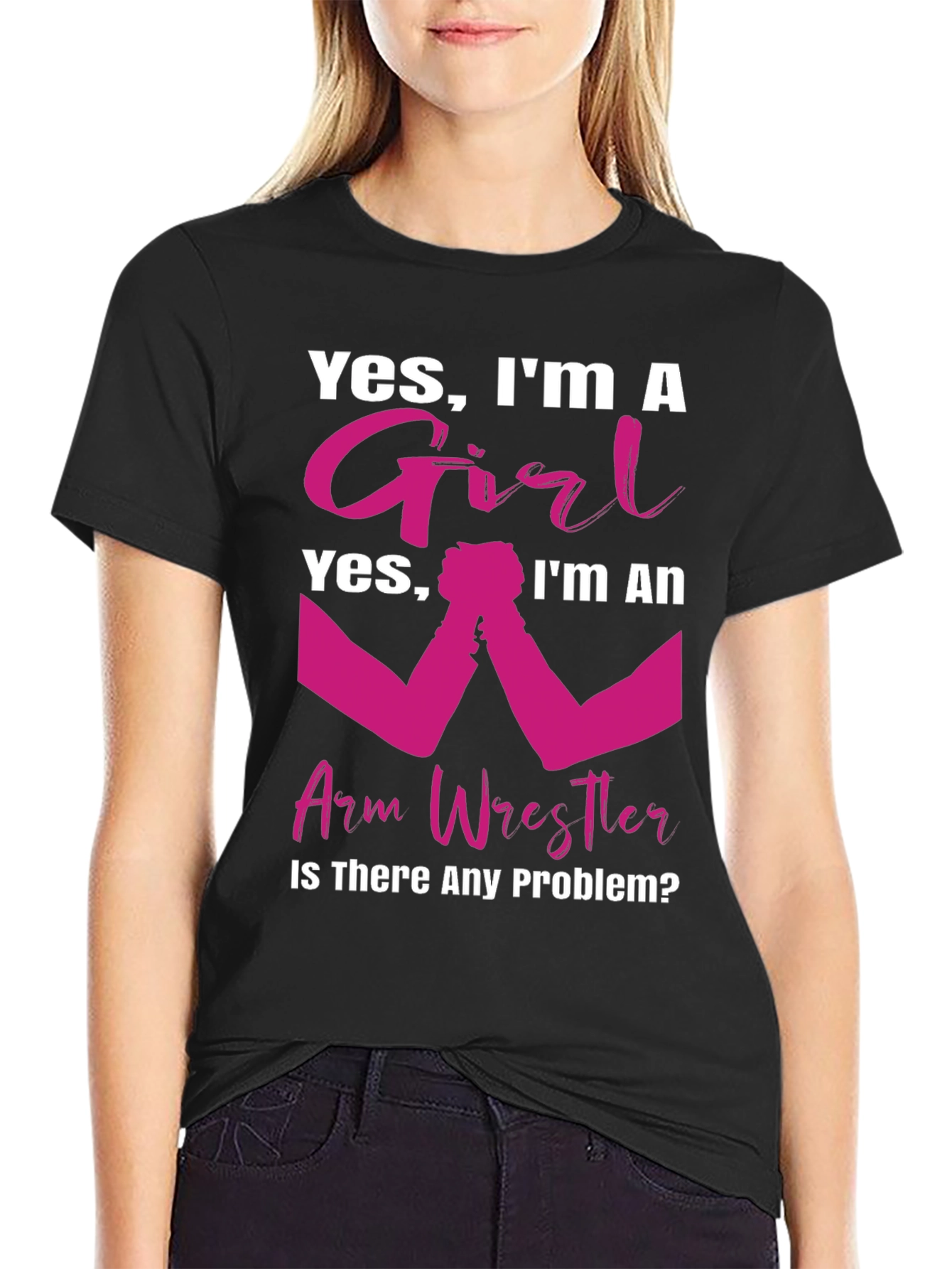 Girl Arm Wrestler T-Shirt - Powerful & Playful Design