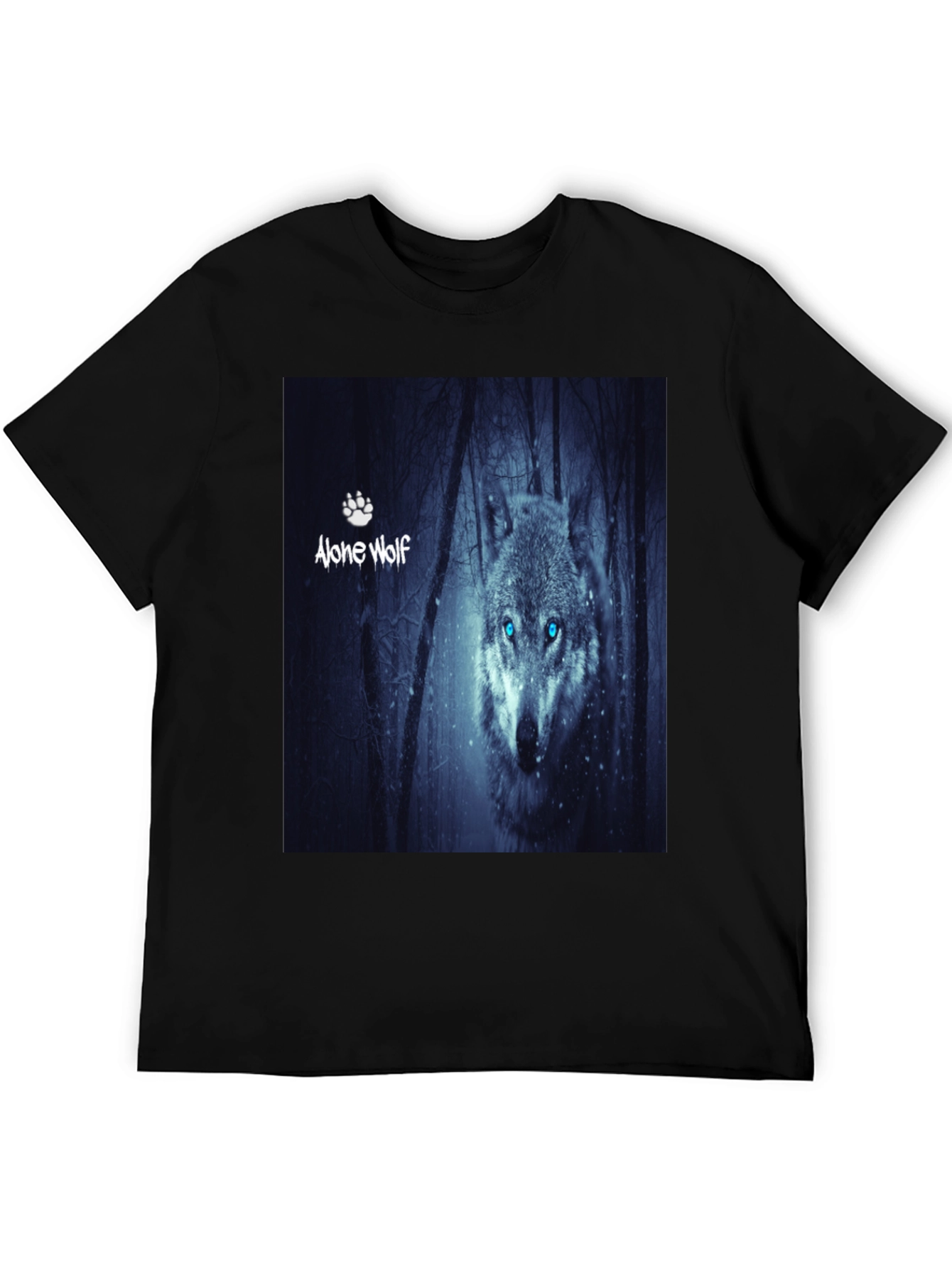 Alone Wolf Graphic T-Shirt Mens Black Tee