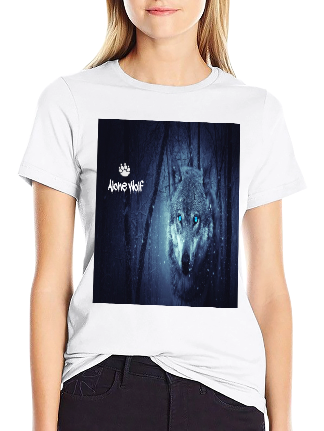 Alone Wolf Graphic T-Shirt Mens Black Tee
