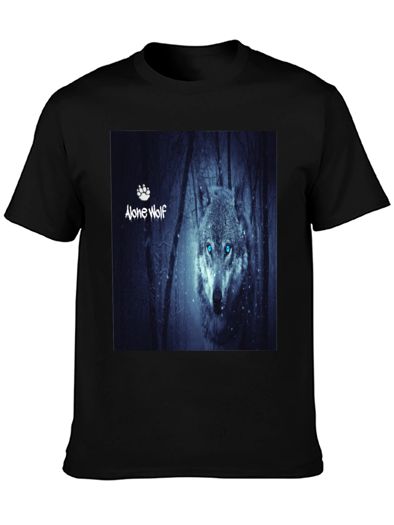 Alone Wolf Graphic T-Shirt Mens Black Tee