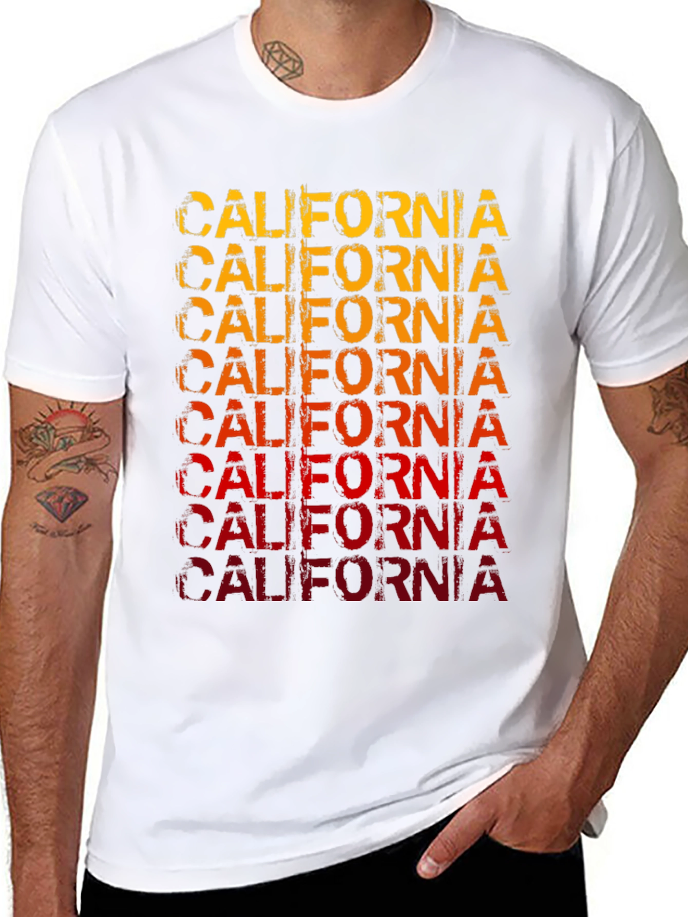 California Graphic Print Mens Black T-Shirt