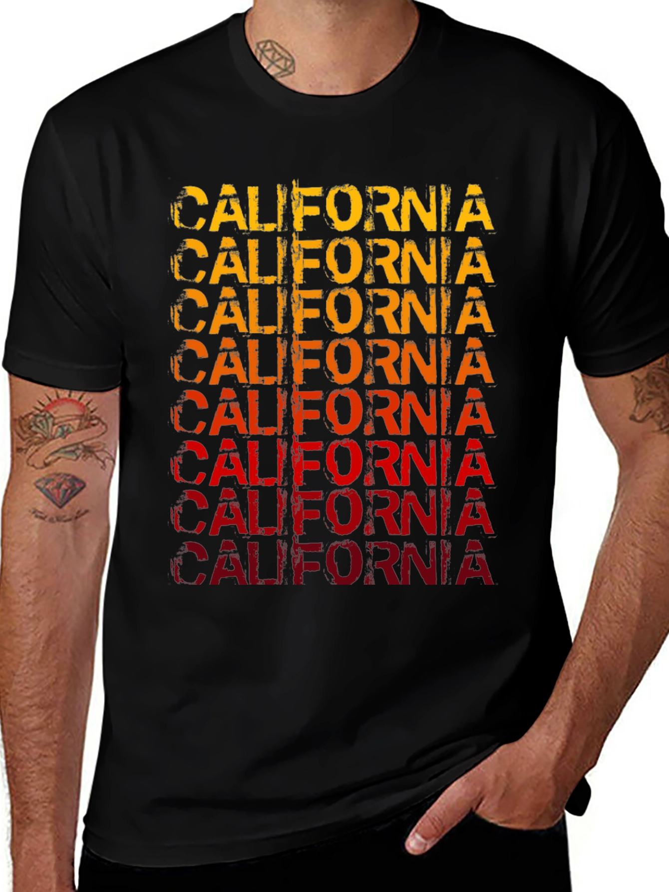 California Graphic Print Mens Black T-Shirt