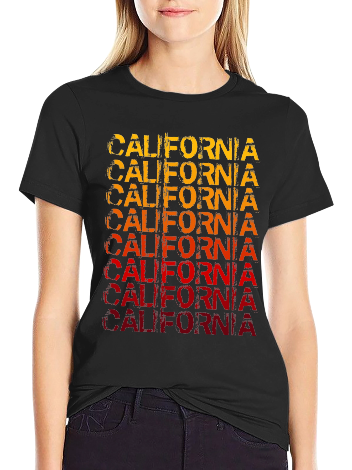 California Graphic Print Mens Black T-Shirt