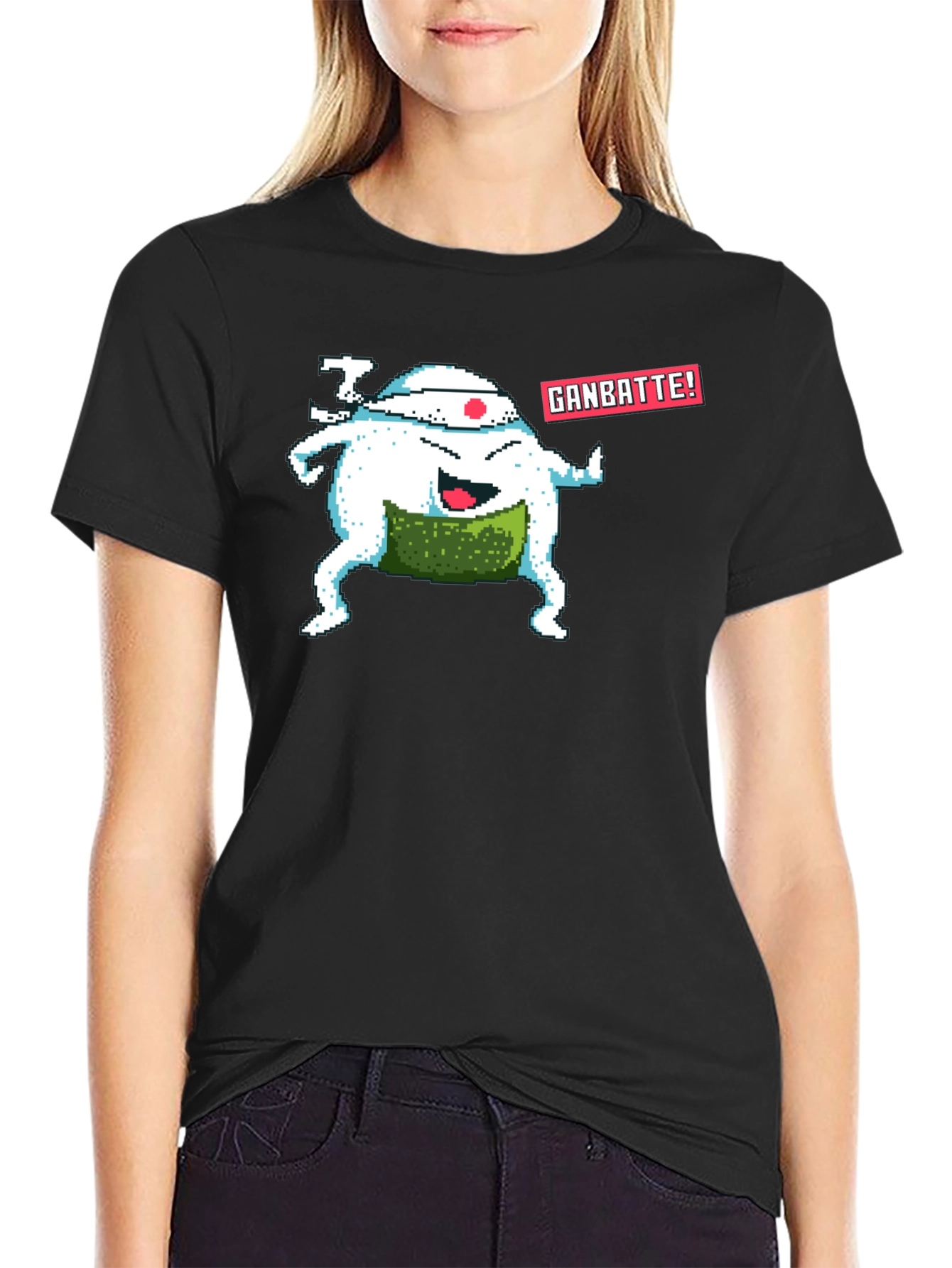 Pixel Art Sushi T-Shirt - Ganbatte! Design