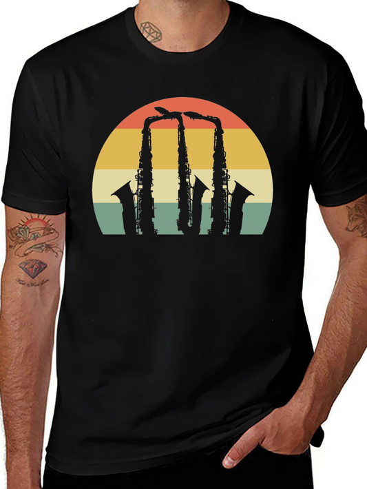 Retro Saxophone Sunset Graphic Tee