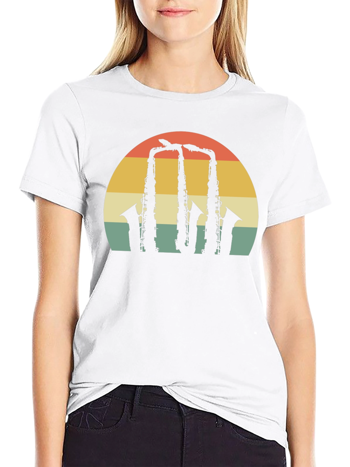 Retro Saxophone Sunset Graphic Tee