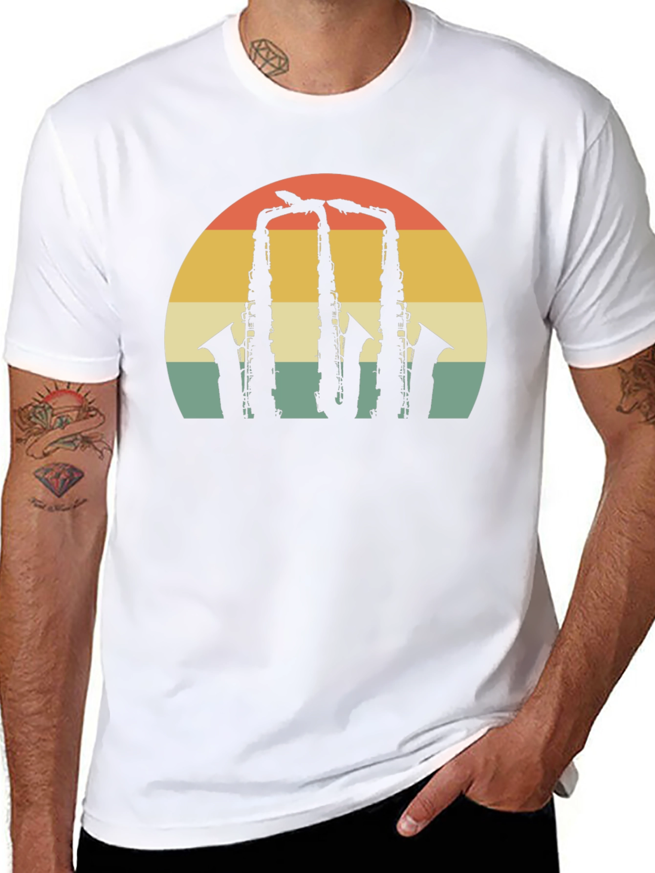 Retro Saxophone Sunset Graphic Tee