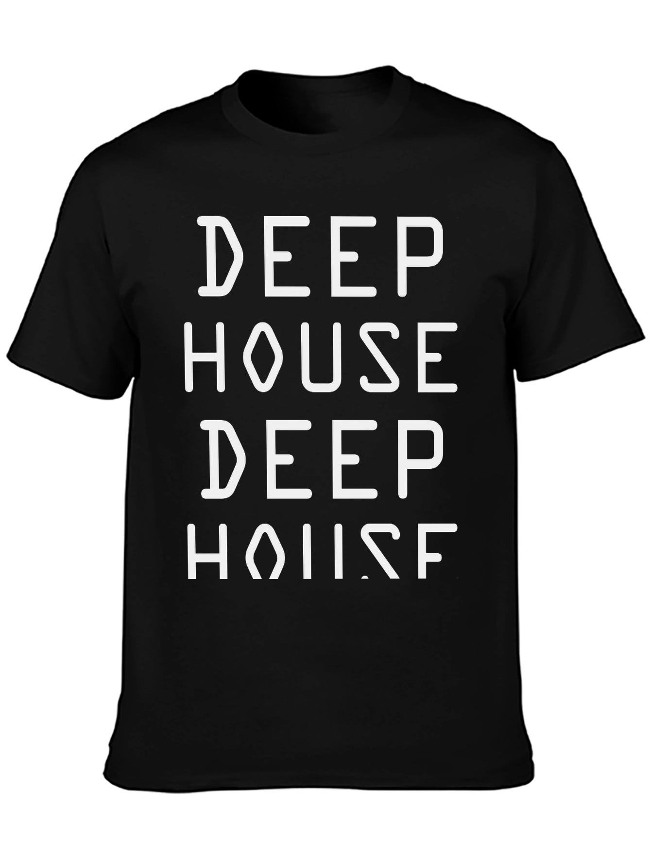 Deep House Text Graphic Black T-Shirt