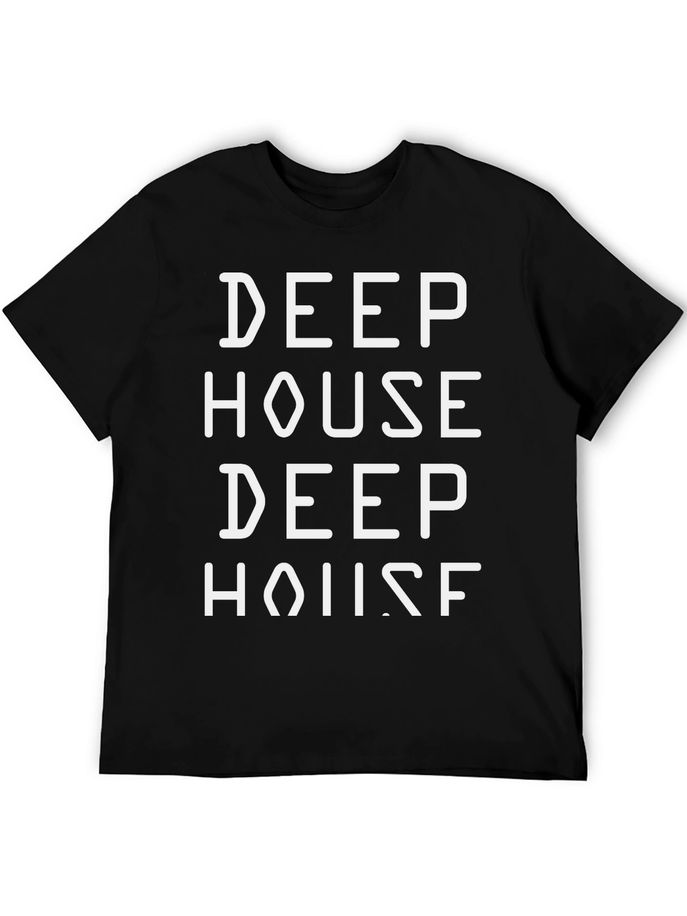 Deep House Text Graphic Black T-Shirt