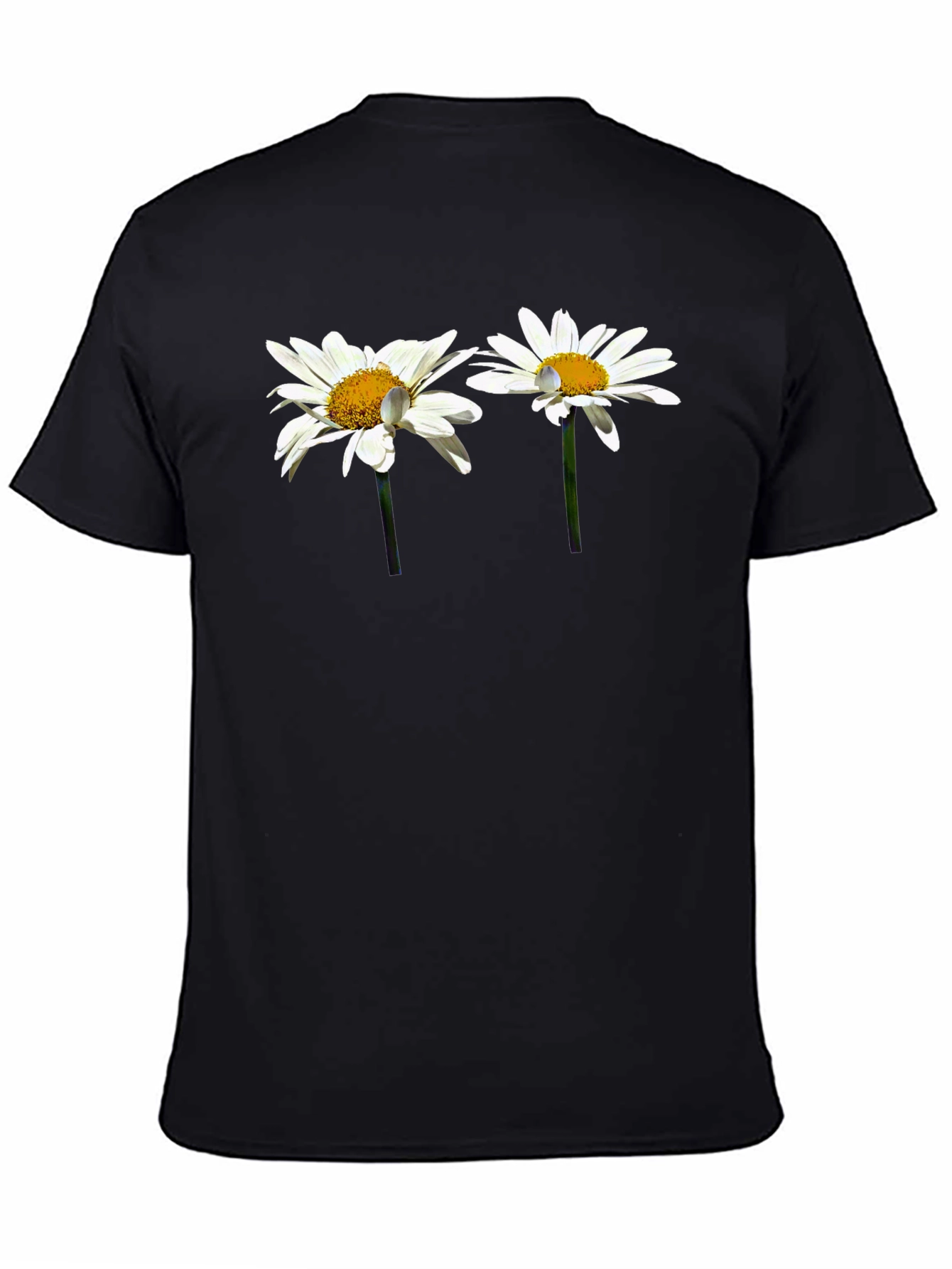 Daisy Flower Graphic Black T-Shirt