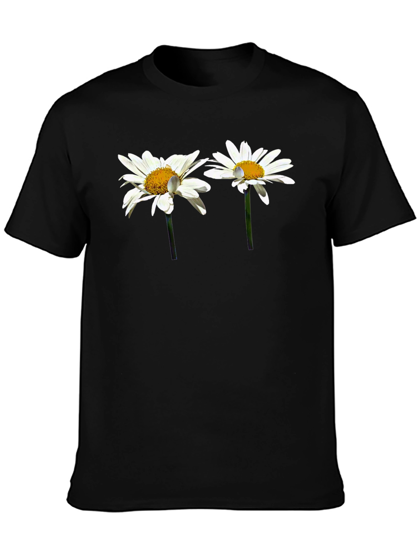 Daisy Flower Graphic Black T-Shirt