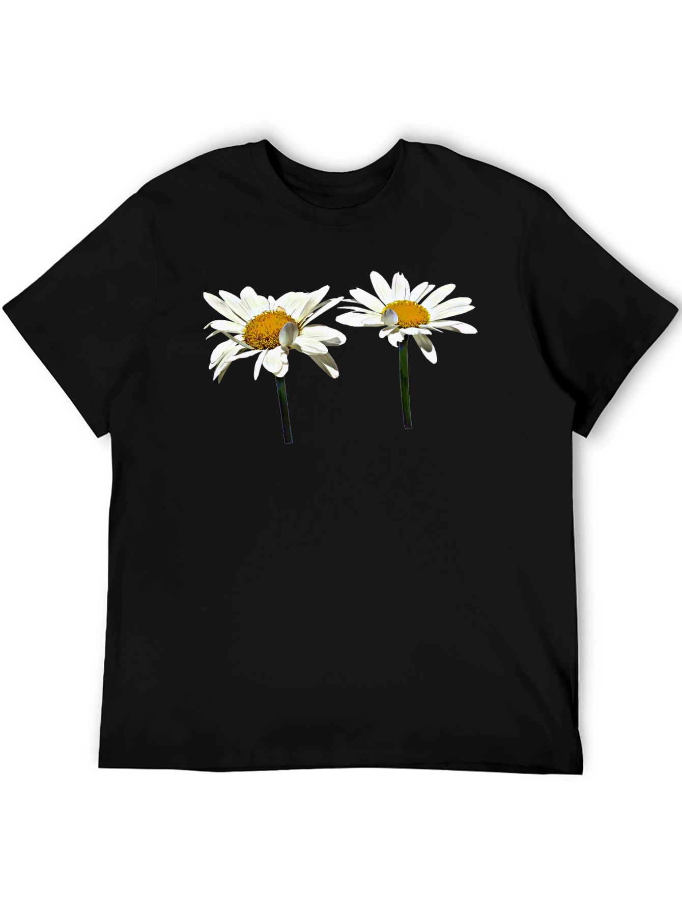 Daisy Flower Graphic Black T-Shirt