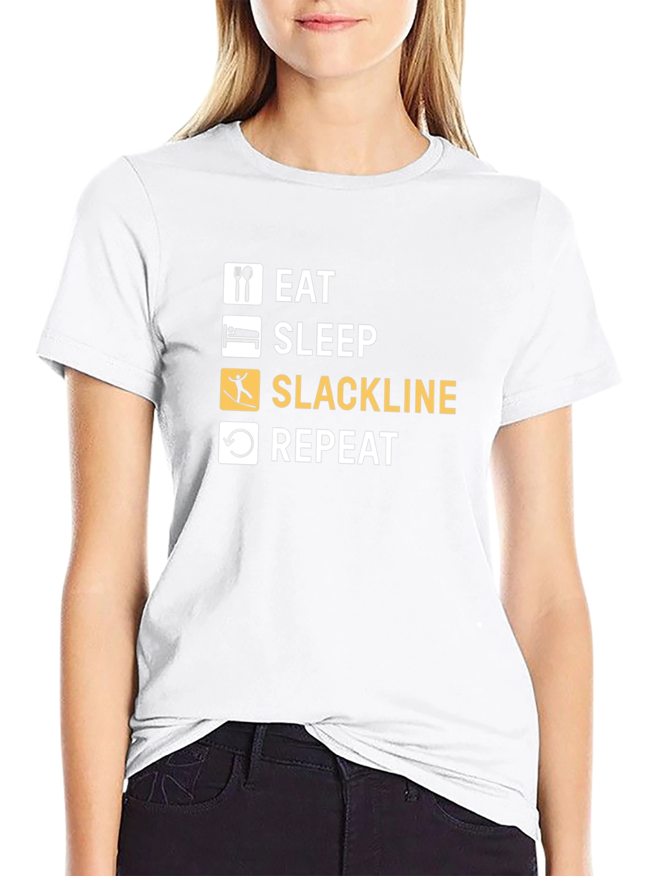 Eat Sleep Slackline Repeat T-Shirt - Black