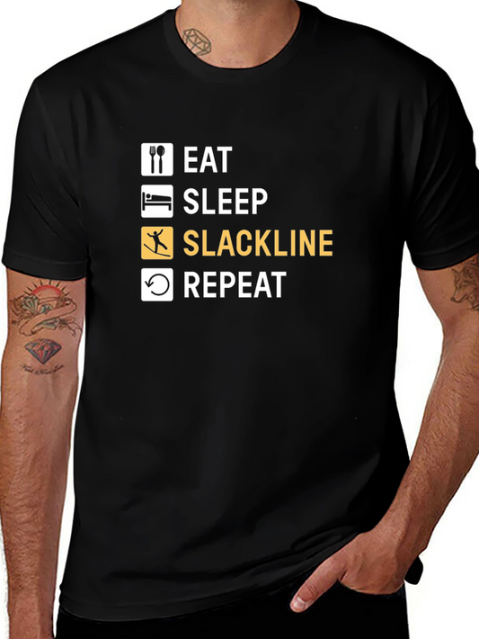 Eat Sleep Slackline Repeat T-Shirt - Black