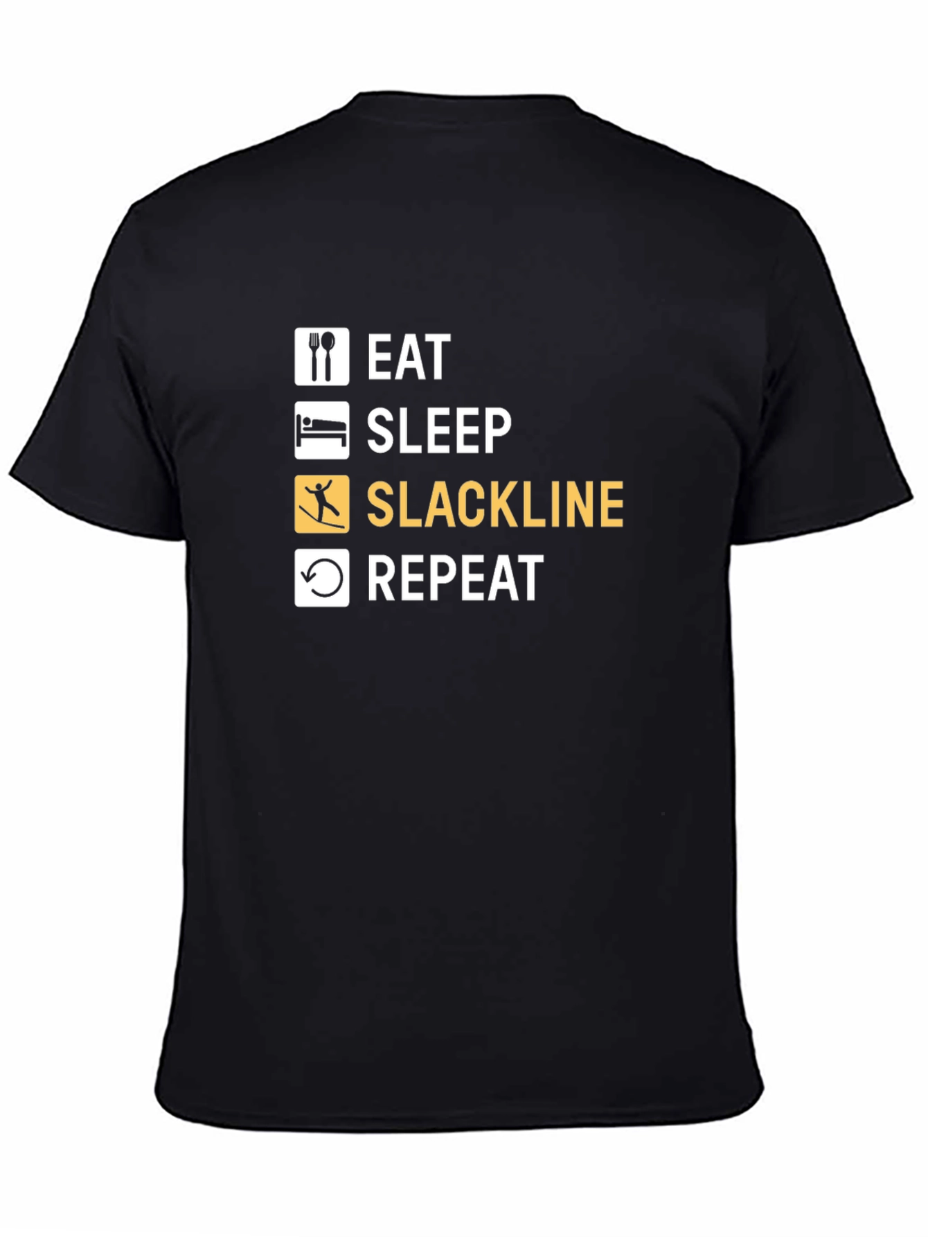 Eat Sleep Slackline Repeat T-Shirt - Black
