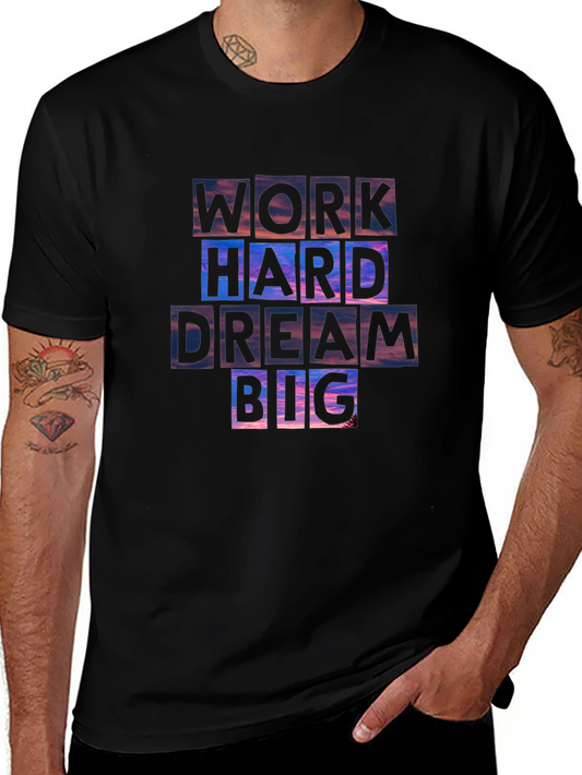 Work Hard Dream Big Graphic Tee - Black Short Sleeve Shirt