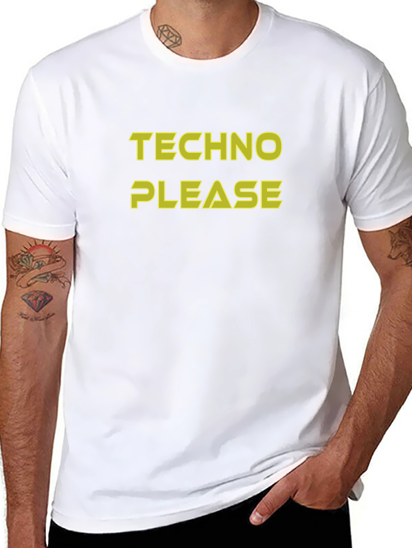 Techno Please Graphic Tee - Black Cotton T-Shirt