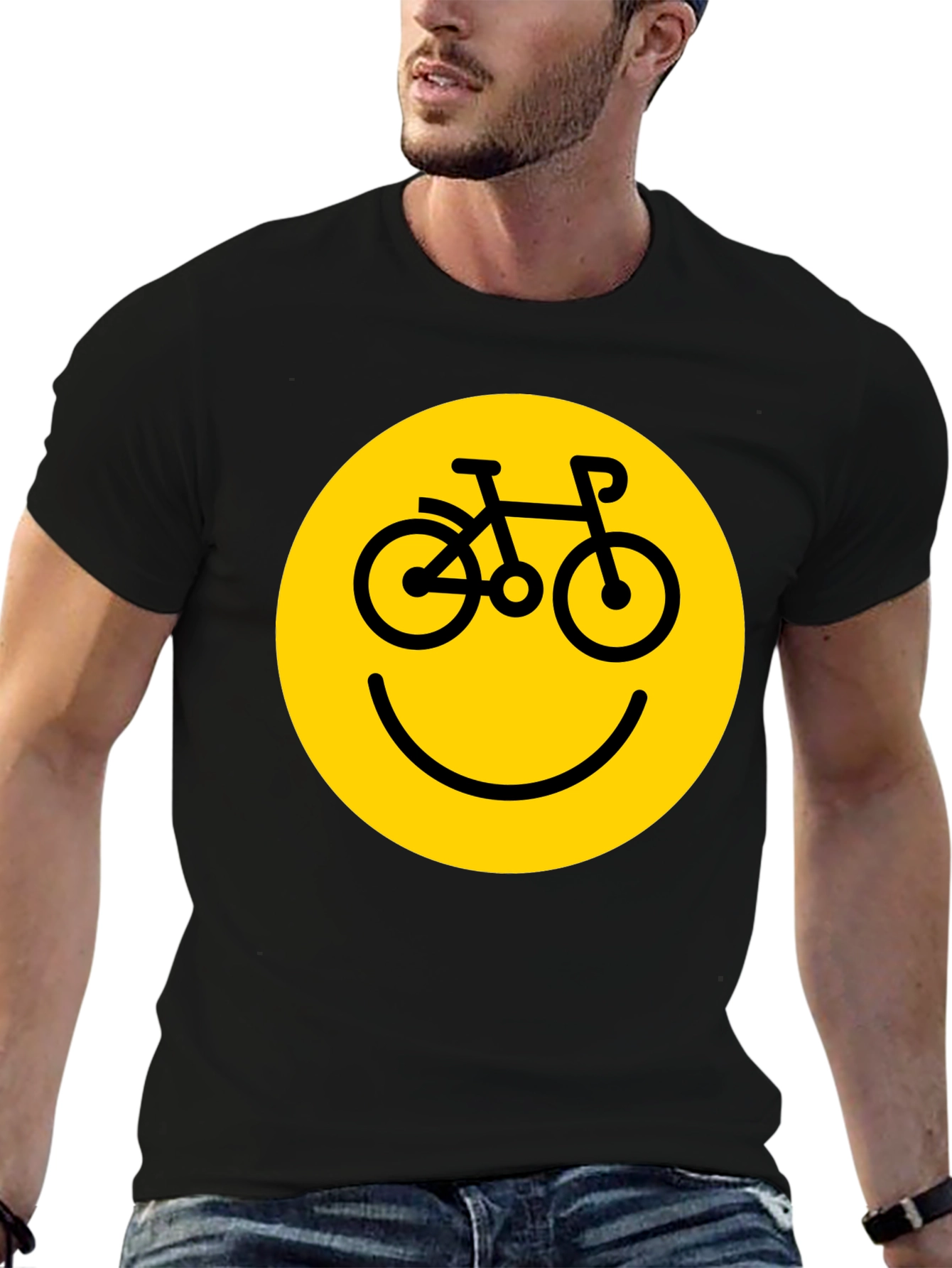Smiley Face Bike T-Shirt - Yellow Graphic