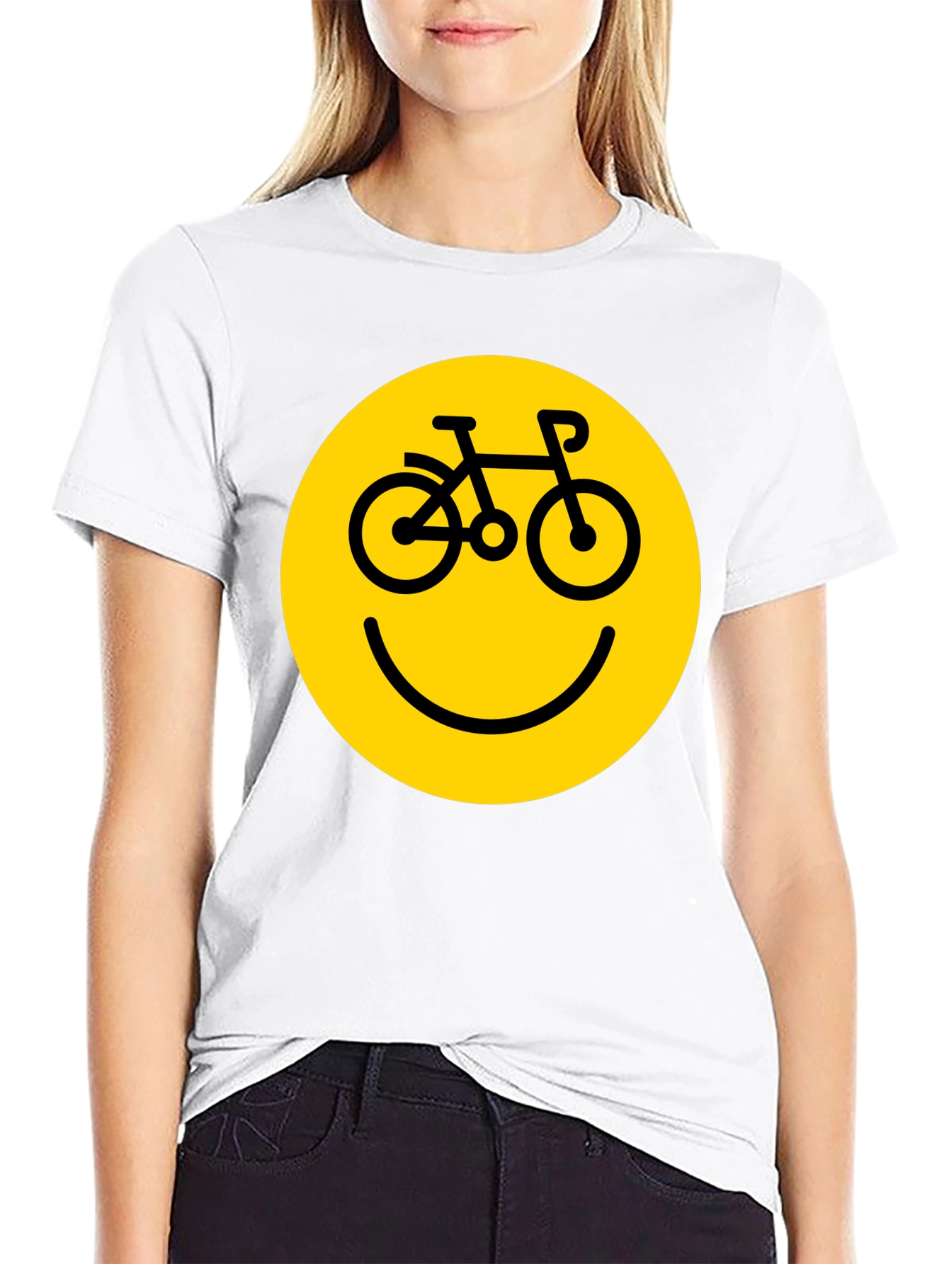 Smiley Face Bike T-Shirt - Yellow Graphic