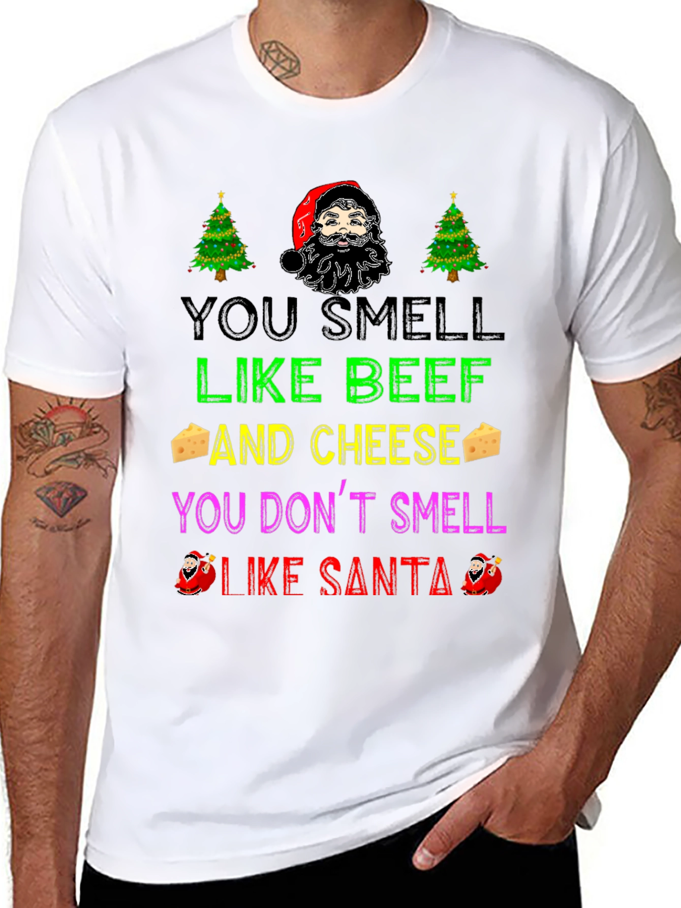 Funny Christmas T-Shirt: You Smell Like Beef and Cheese