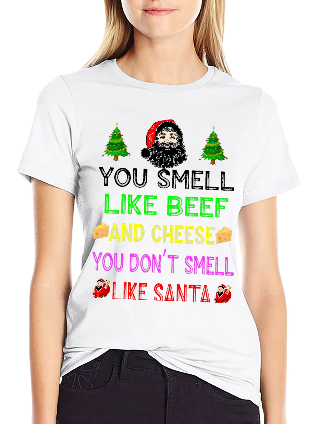 Funny Christmas T-Shirt: You Smell Like Beef and Cheese