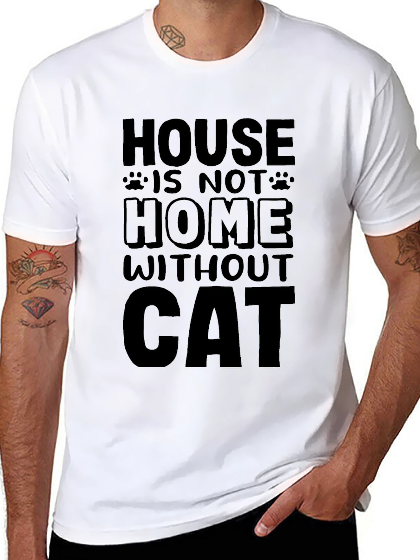 House is Not Home Without Cat Graphic T-Shirt