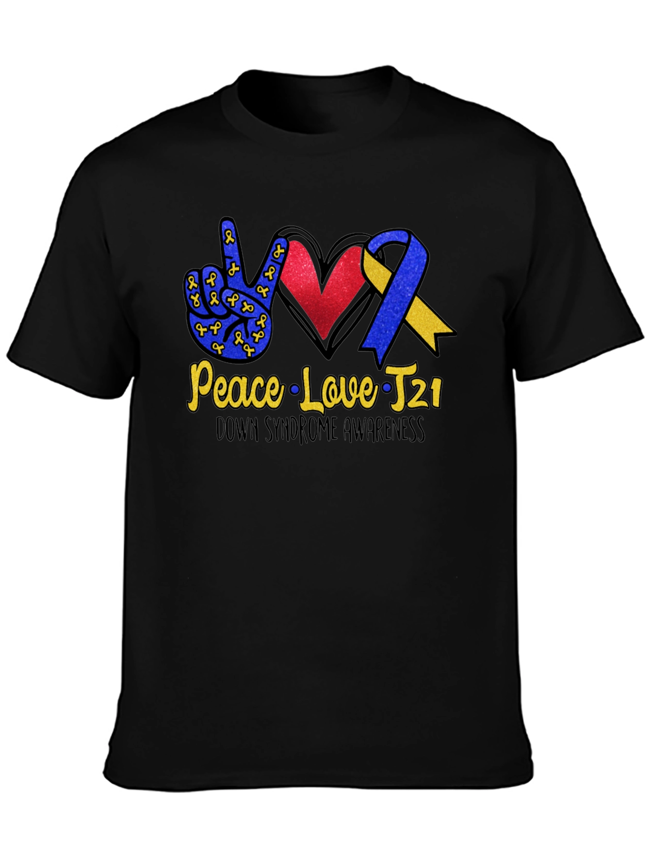 Peace Love T21 Down Syndrome Awareness Graphic Tee