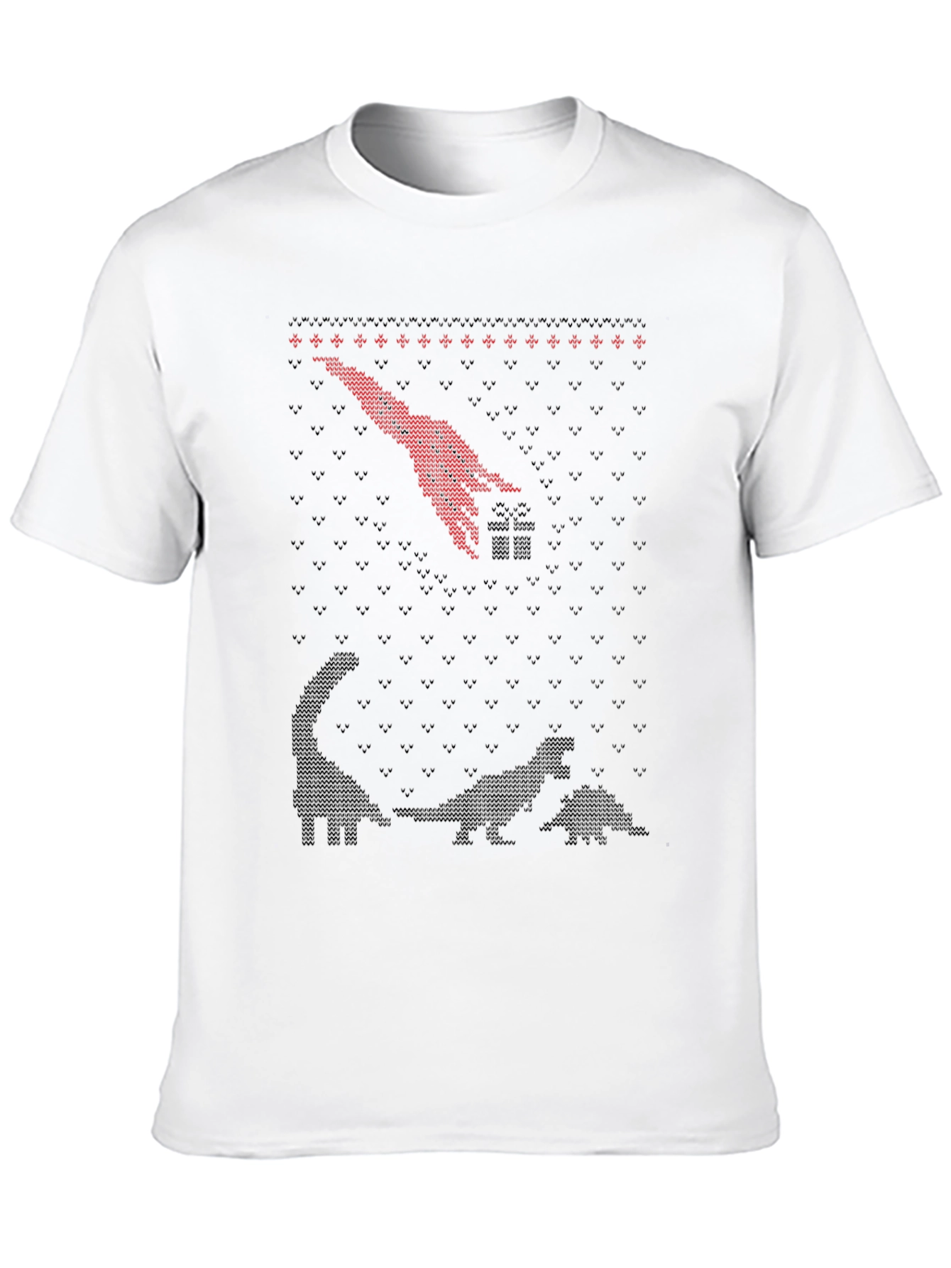 Dinosaur Meteor Ugly Christmas T-Shirt