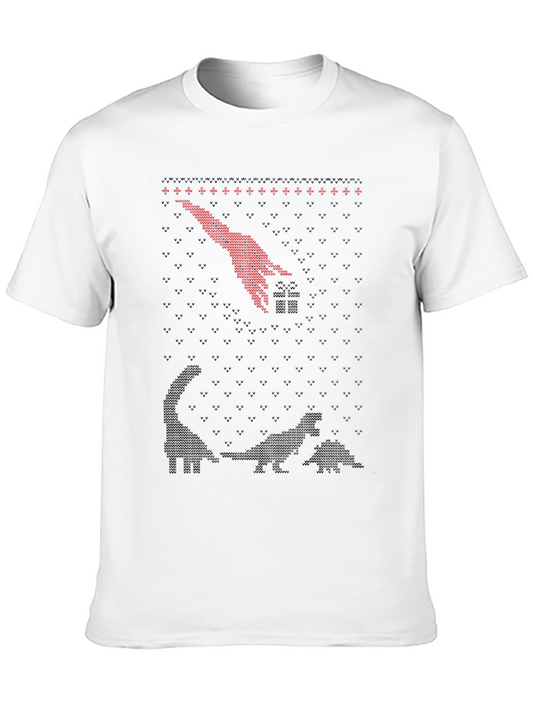 Dinosaur Meteor Ugly Christmas T-Shirt