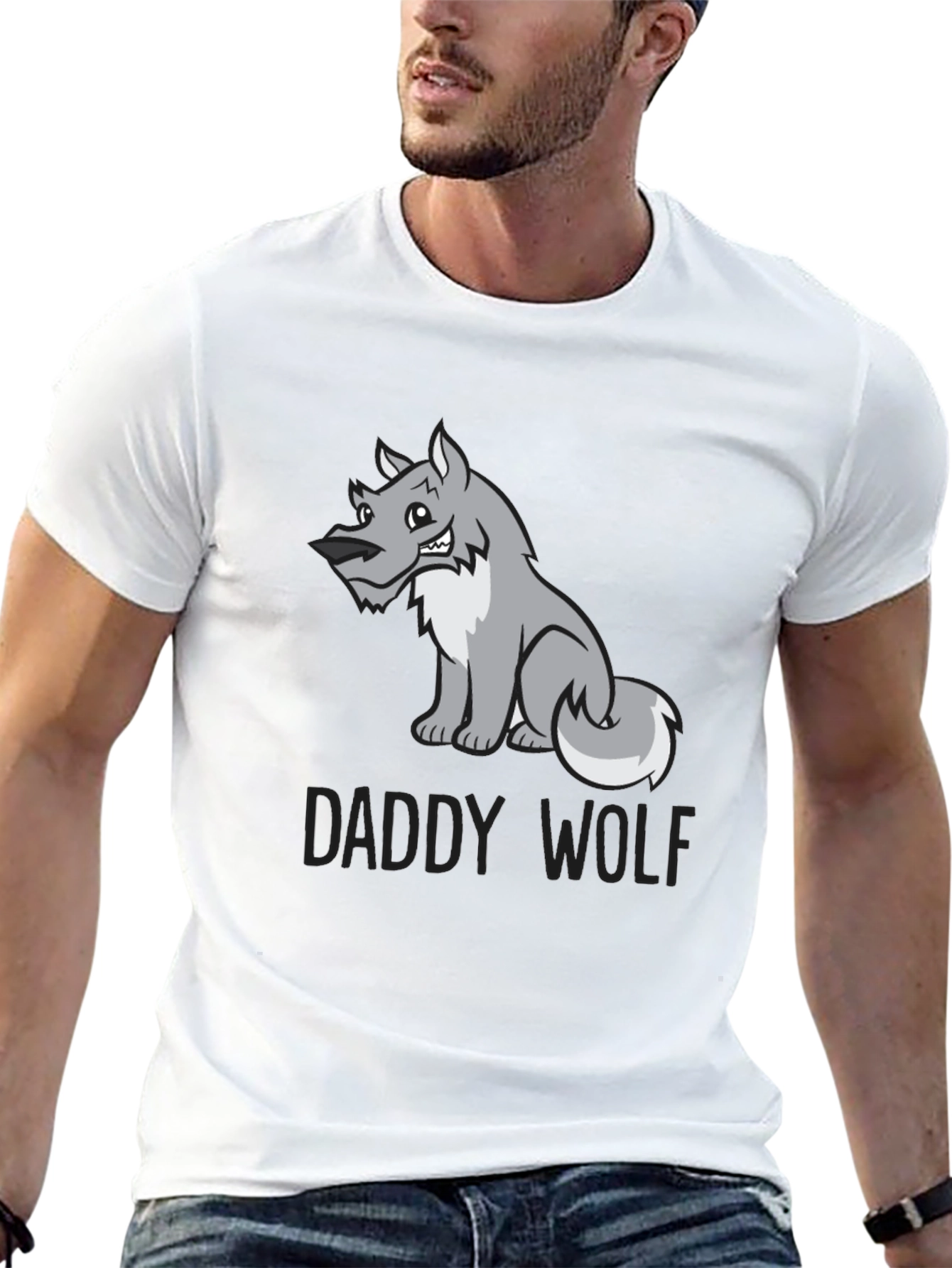 Daddy Wolf Graphic Tee - Soft Cotton Blend T-Shirt