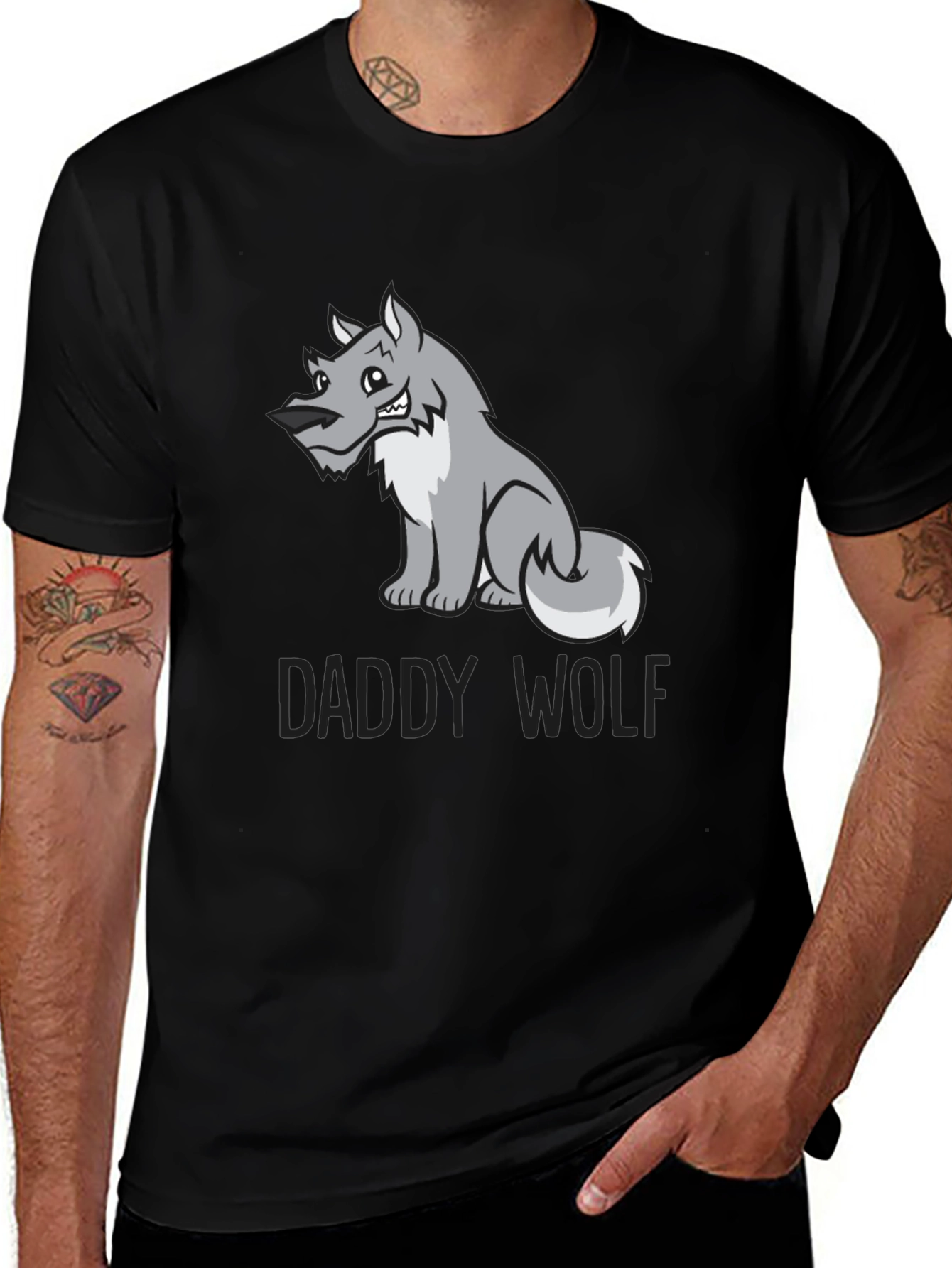 Daddy Wolf Graphic Tee - Soft Cotton Blend T-Shirt