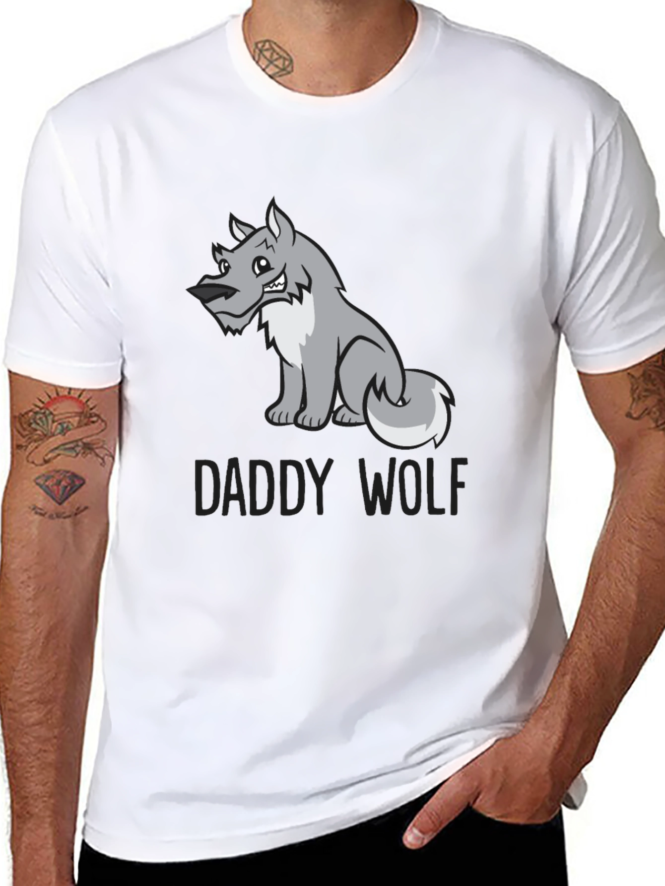 Daddy Wolf Graphic Tee - Soft Cotton Blend T-Shirt