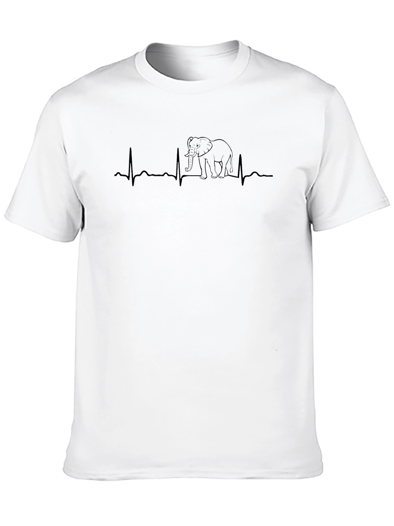 Elephant Heartbeat Graphic Tee - Black Crew Neck