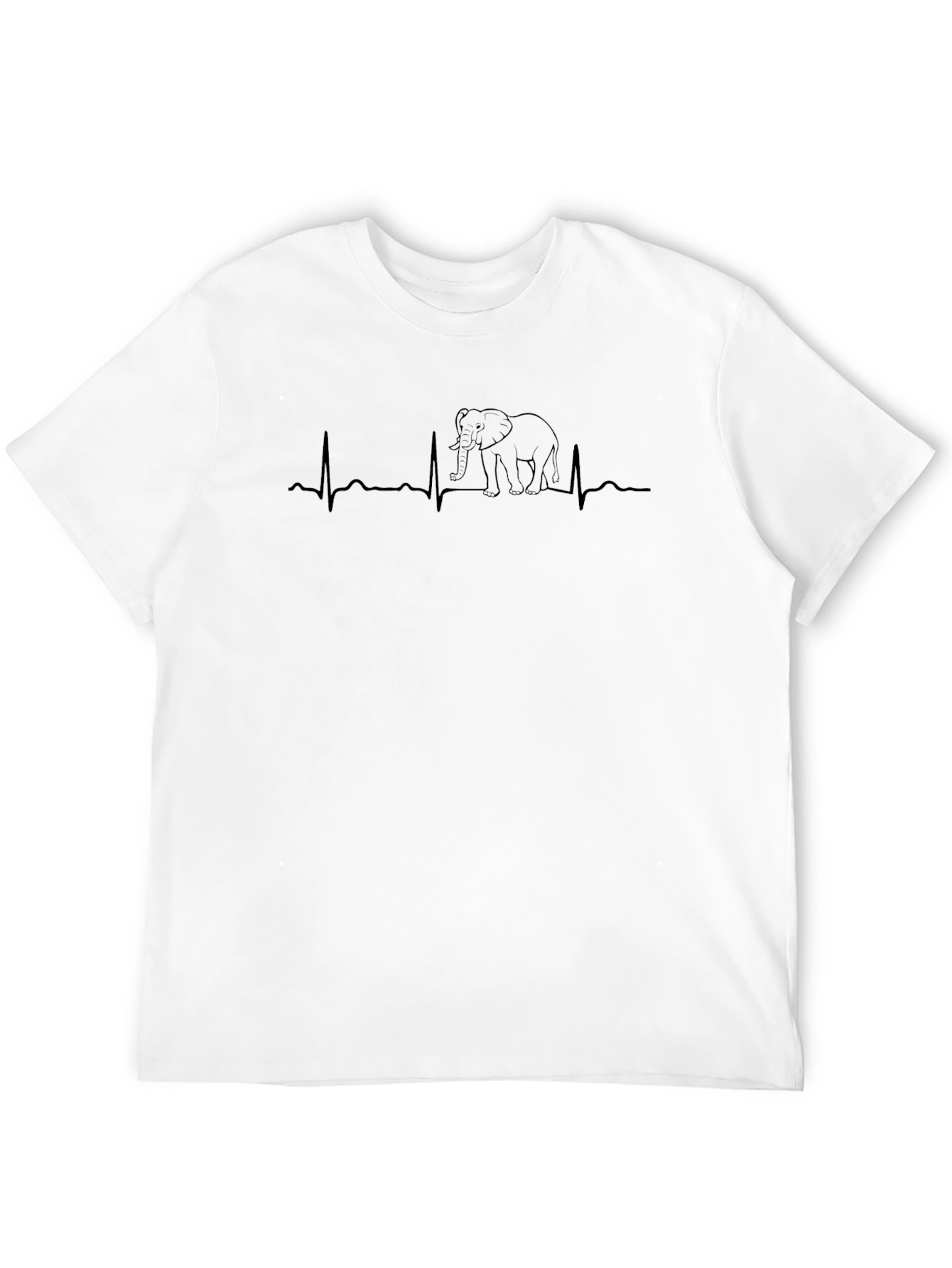 Elephant Heartbeat Graphic Tee - Black Crew Neck