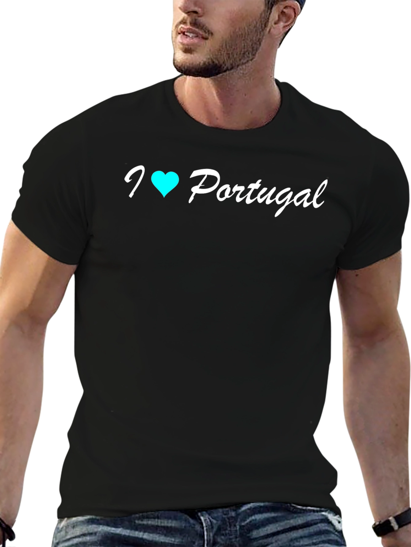 I Heart Portugal T-Shirt - Black Cotton Tee