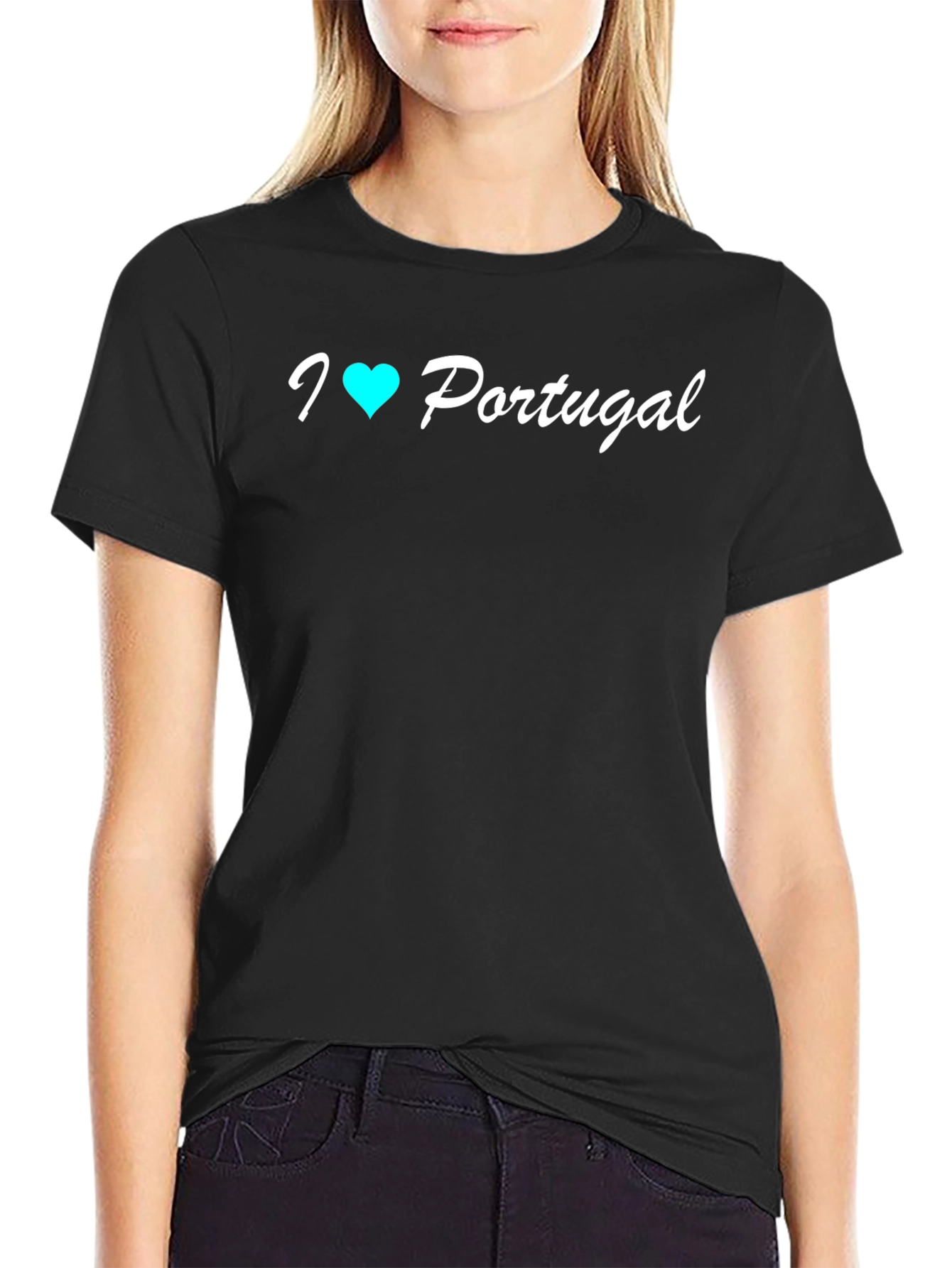 I Heart Portugal T-Shirt - Black Cotton Tee