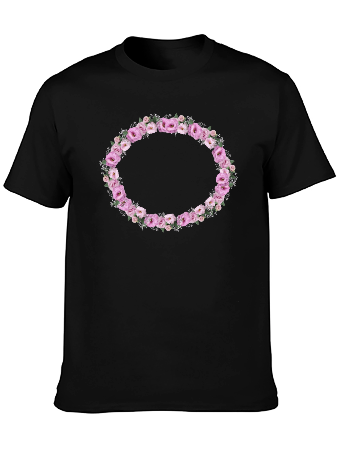Floral Wreath Graphic Tee - Black