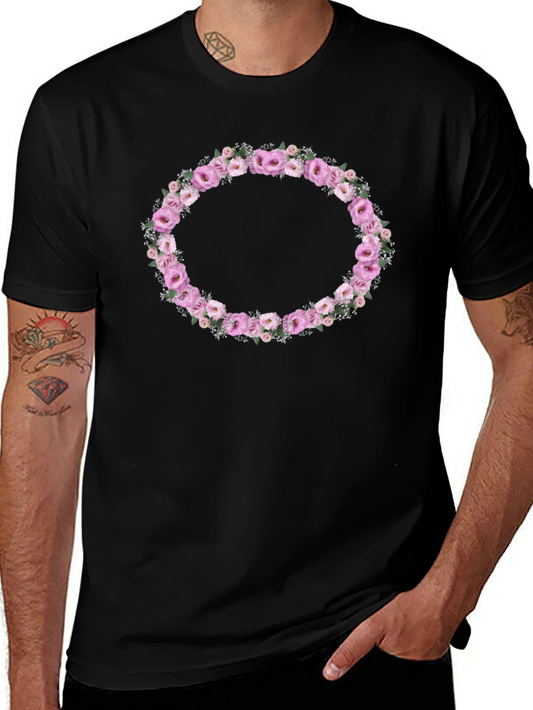 Floral Wreath Graphic Tee - Black
