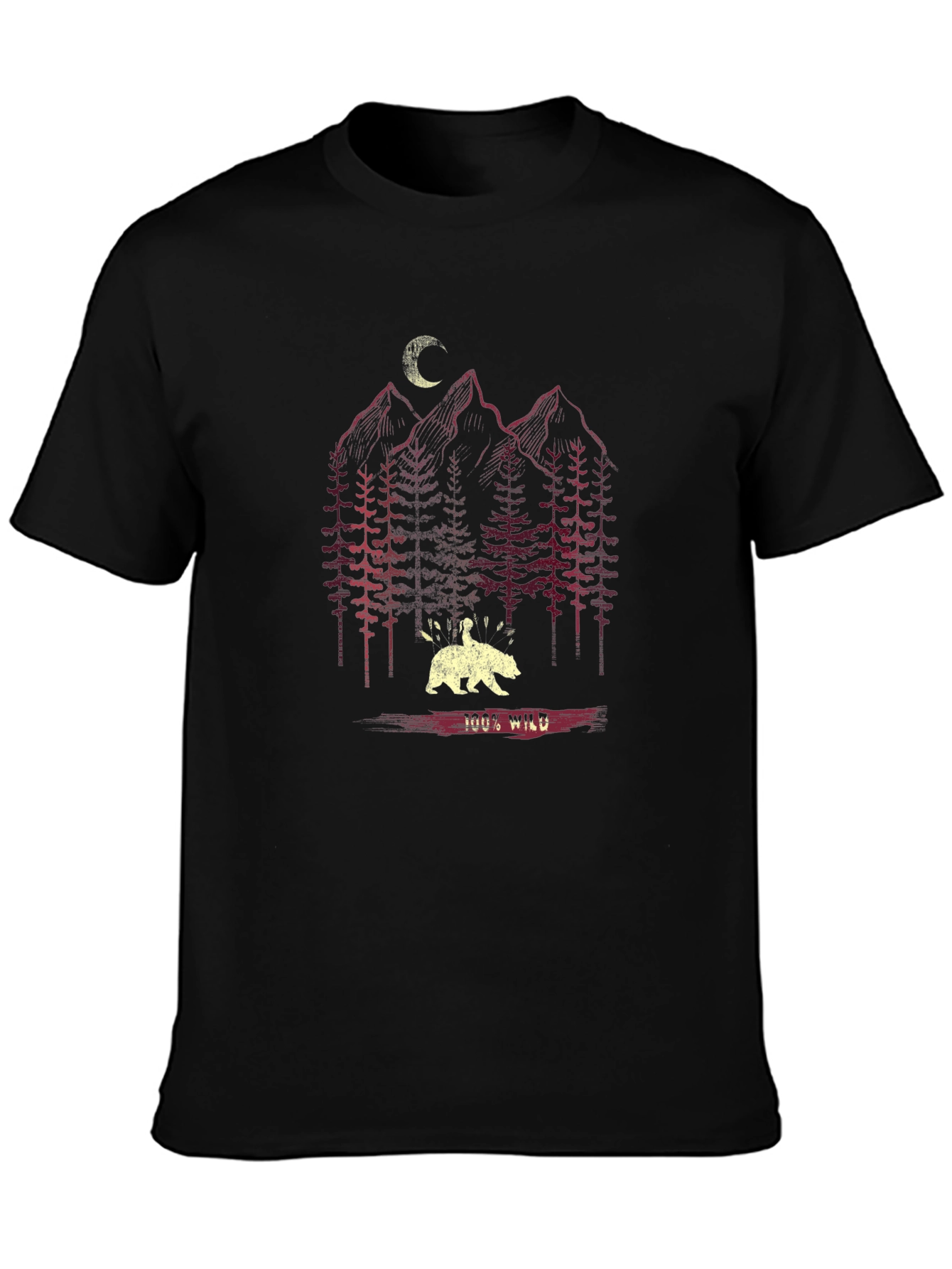 100% Wild Bear Graphic T-Shirt - Black