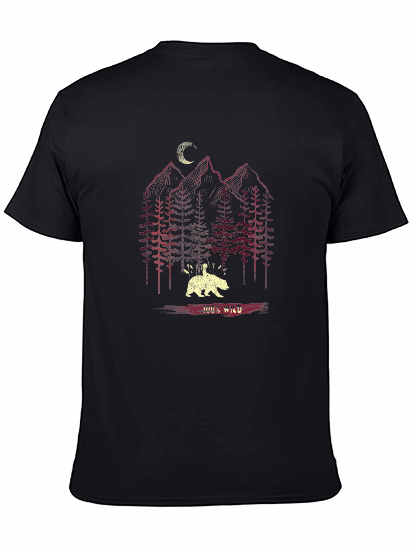 100% Wild Bear Graphic T-Shirt - Black