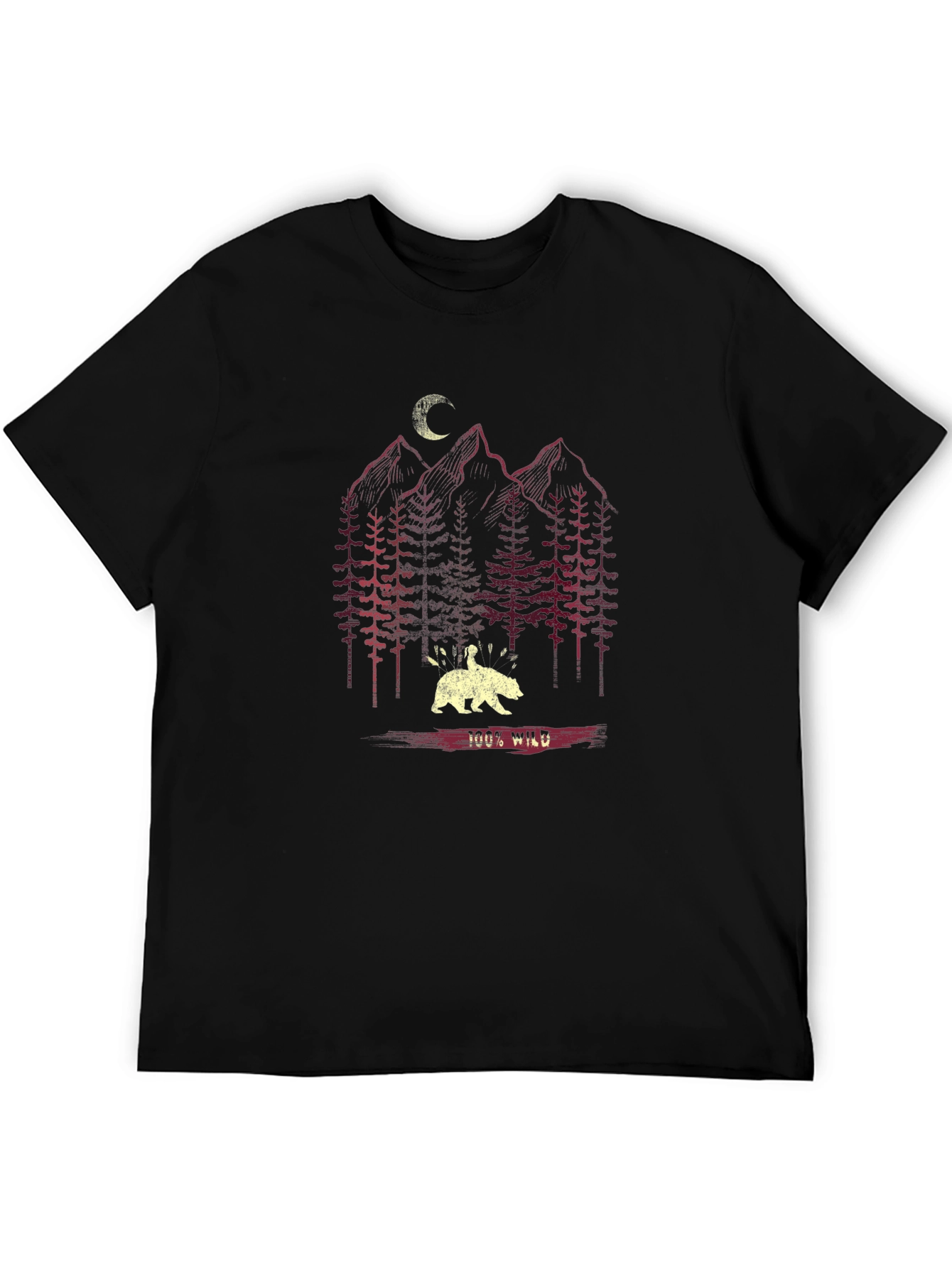 100% Wild Bear Graphic T-Shirt - Black