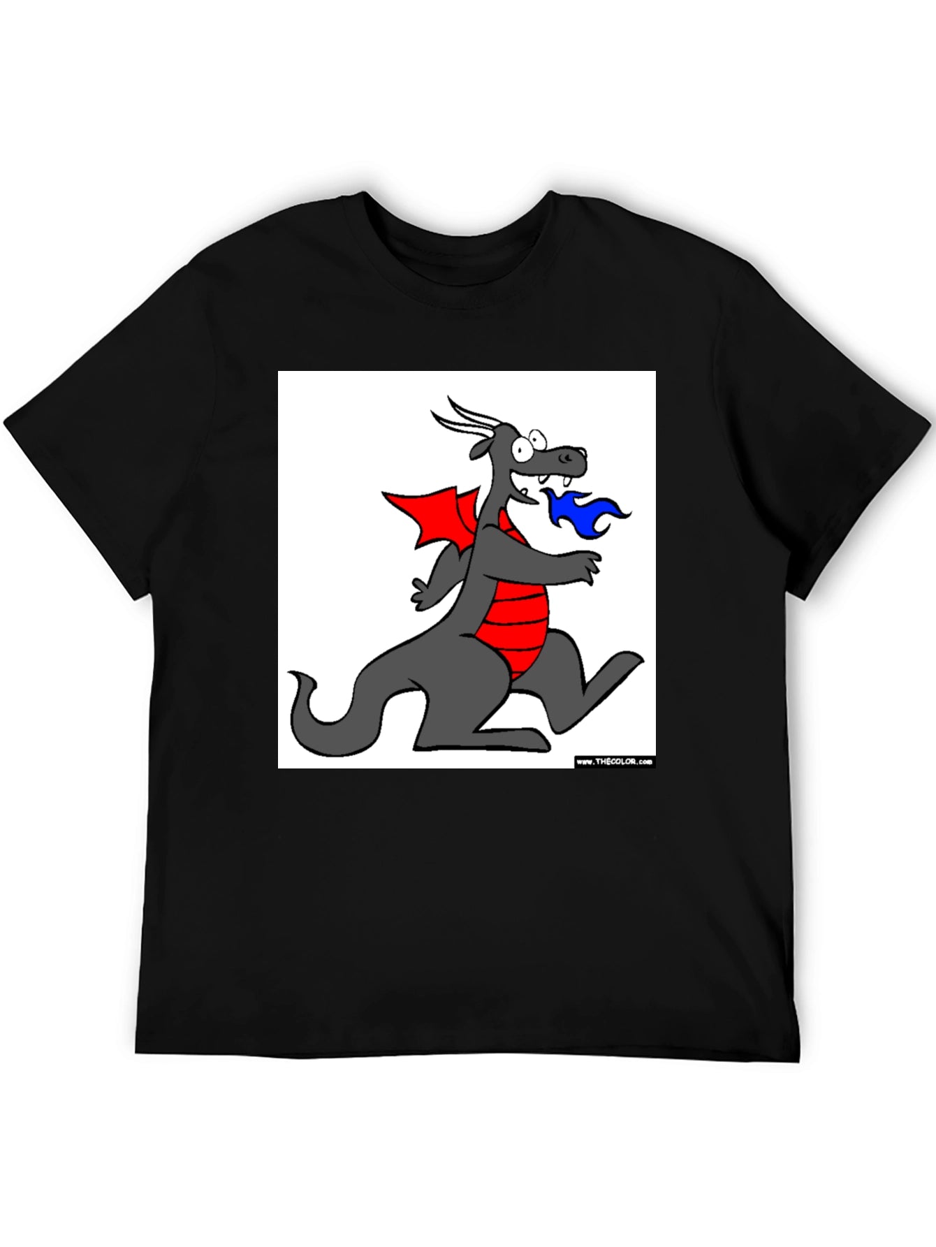 Cartoon Dragon Graphic Tee - Mens Black T-Shirt
