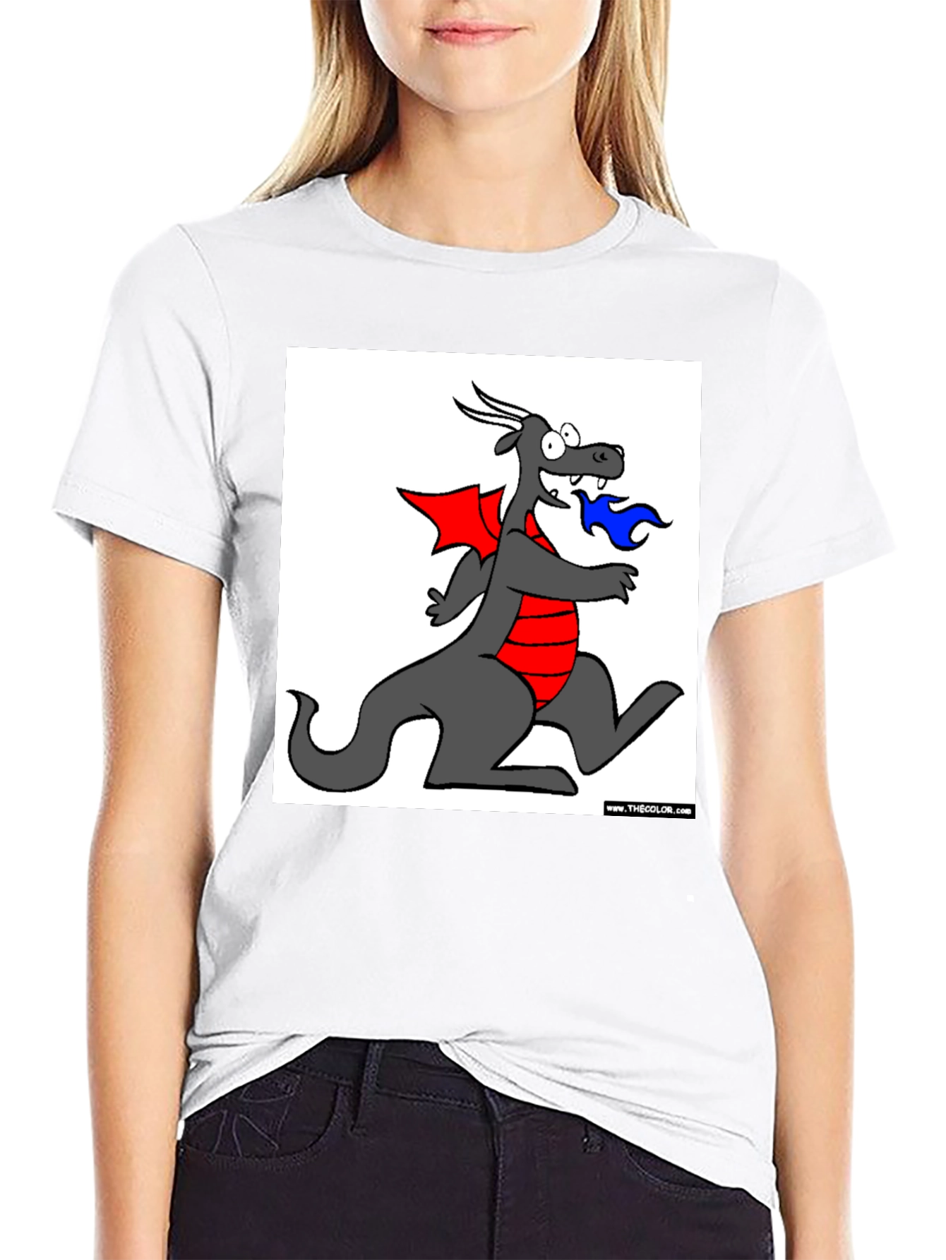 Cartoon Dragon Graphic Tee - Mens Black T-Shirt