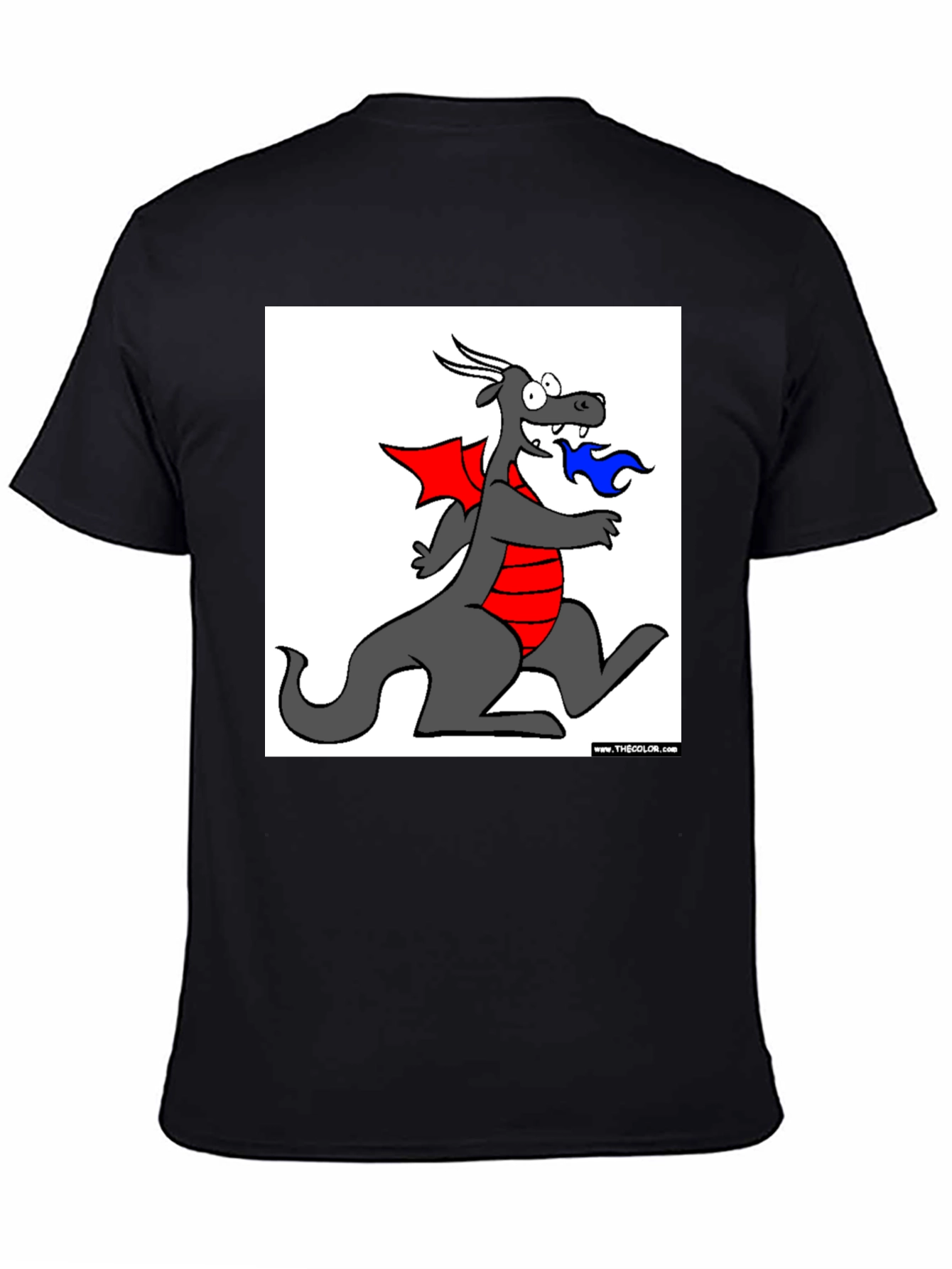Cartoon Dragon Graphic Tee - Mens Black T-Shirt