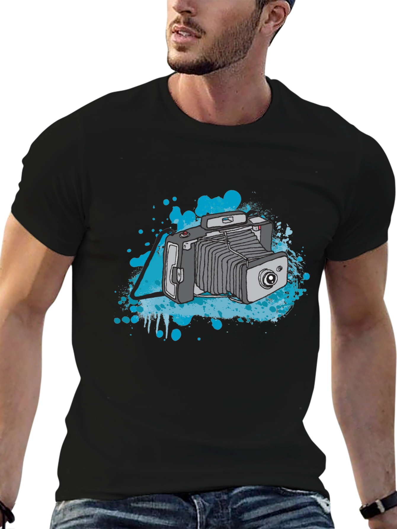 Retro Camera T-Shirt - Black Cotton Tee