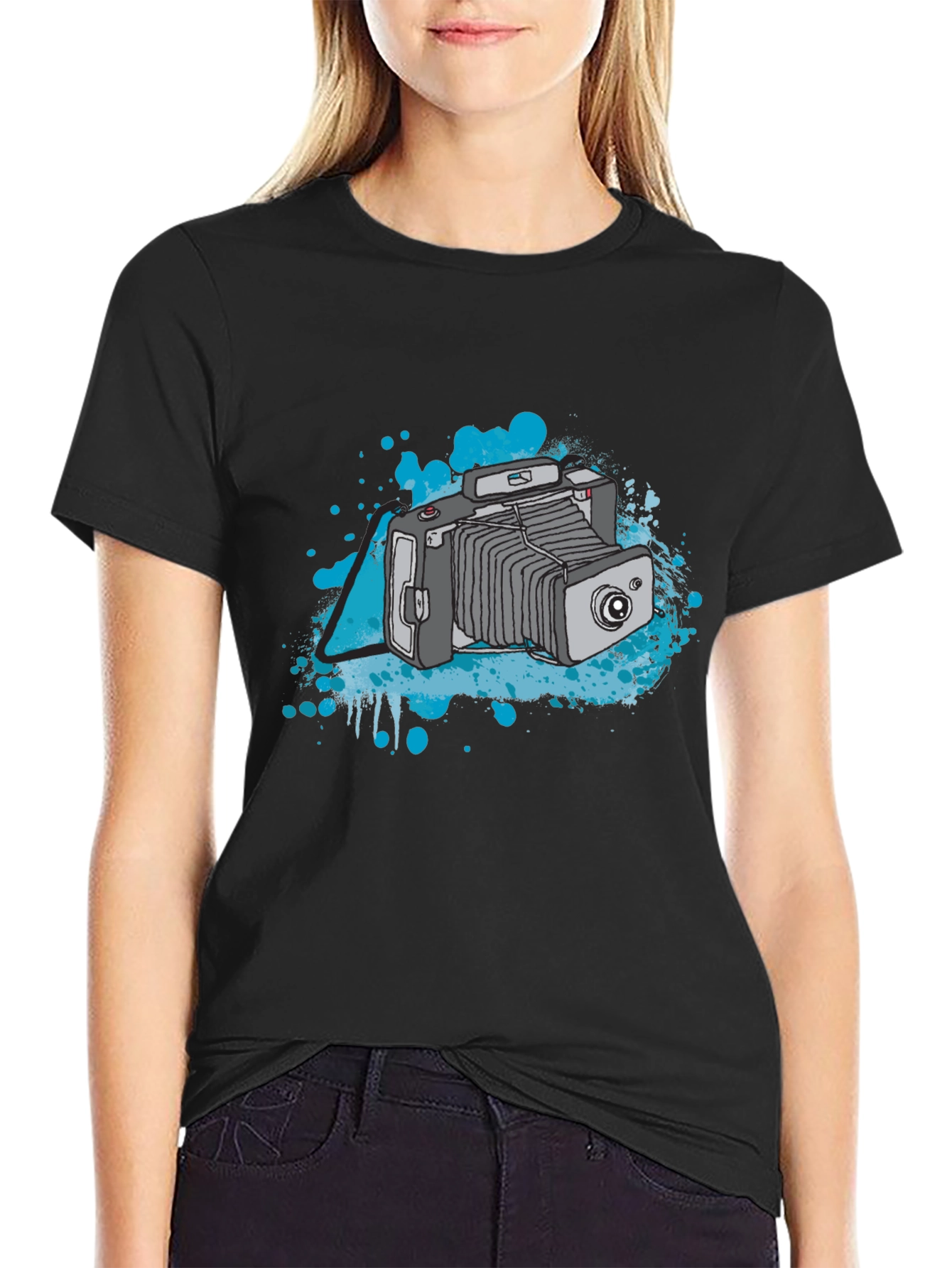 Retro Camera T-Shirt - Black Cotton Tee
