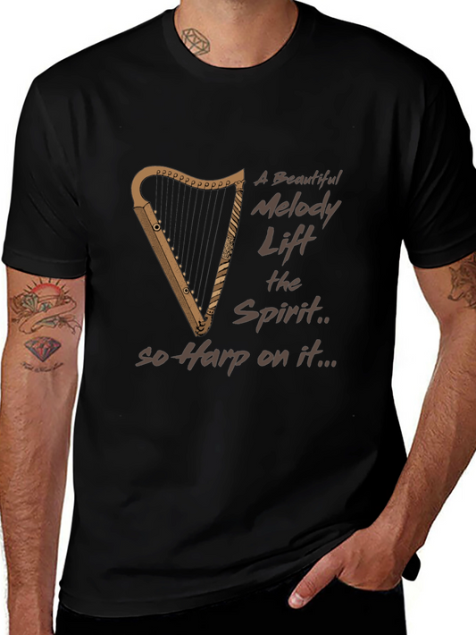 Musical Harp Graphic Tee - Uplifting & Unique