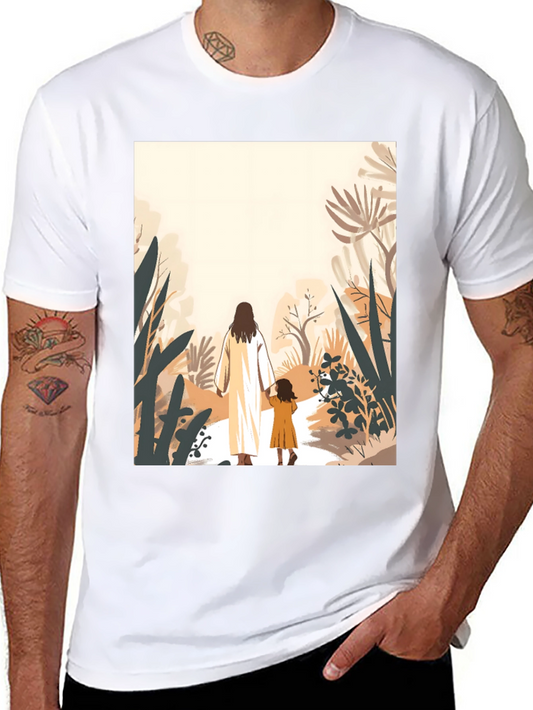 Jesus Walking with Child Graphic Tee