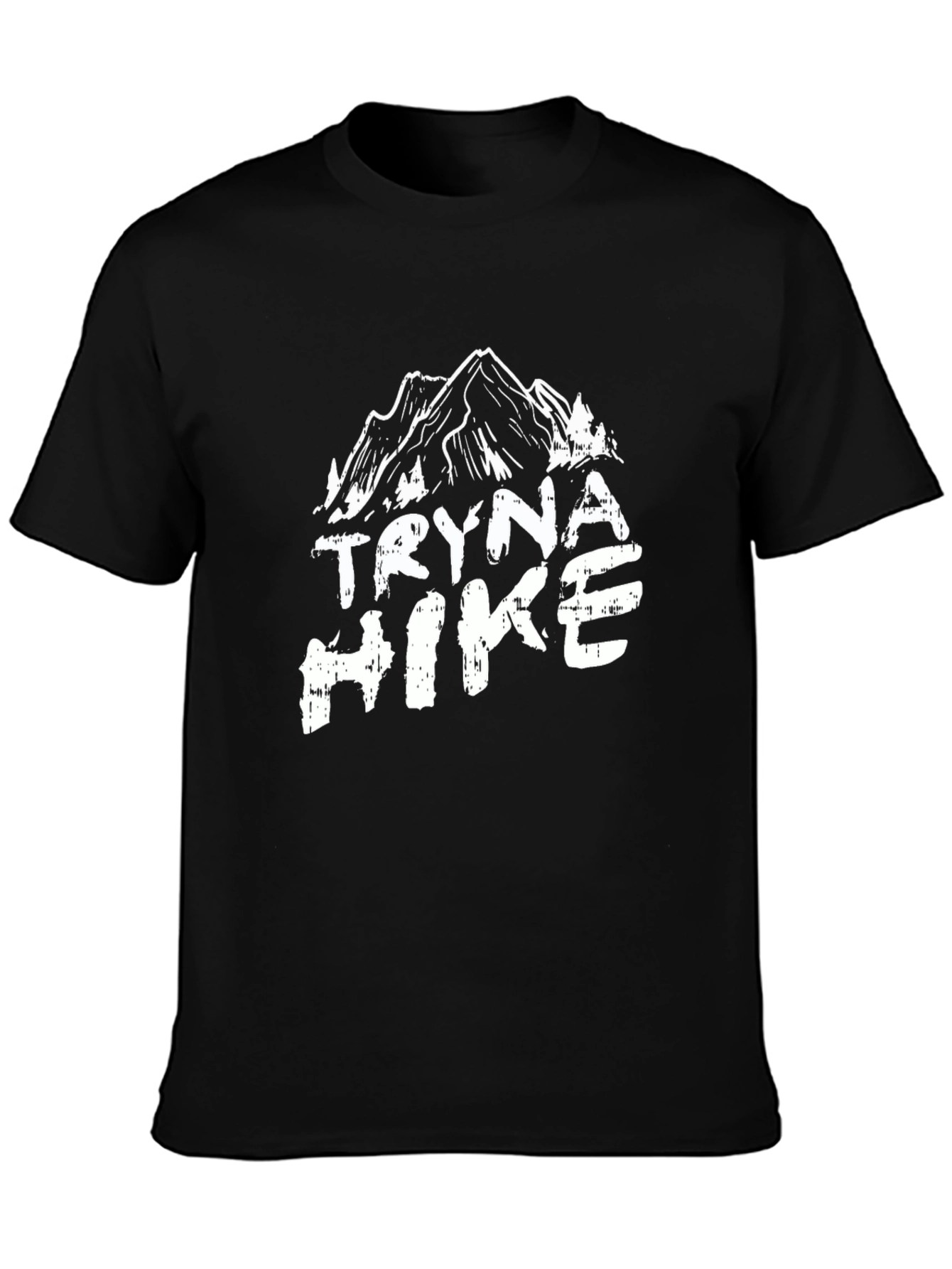 Tryna Hike Mountain Graphic Tee - Black